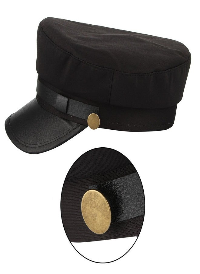 GEMVIE Unisex Classic British Flat Top Fisherman Hat Cotton Breton Fiddler Hat Black - Image 3